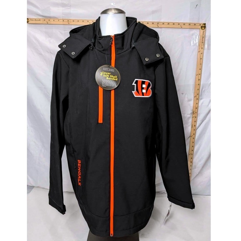 NFL‎ Cincinnati Bengals~ Black/Orange~ All Weather Soft Shell Coat~ Men's Large - Picture 4 of 10